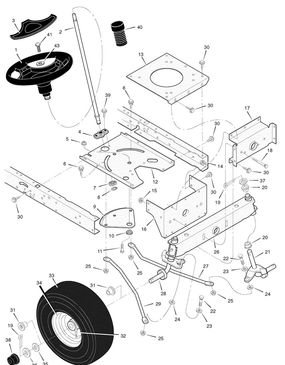 Steering Diagram and Parts List for 405606X50B 2006 Briggs and Stratton Lawn Tractor